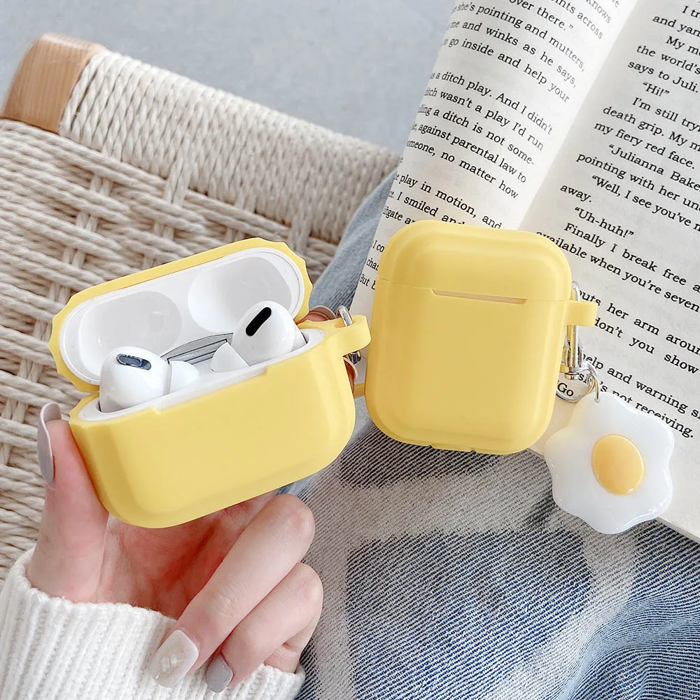 

Cute Egg Soft Silicone Case For 2 Pro Cases Keychain Headphones funda For 1 3 Earphone Accessories Cover