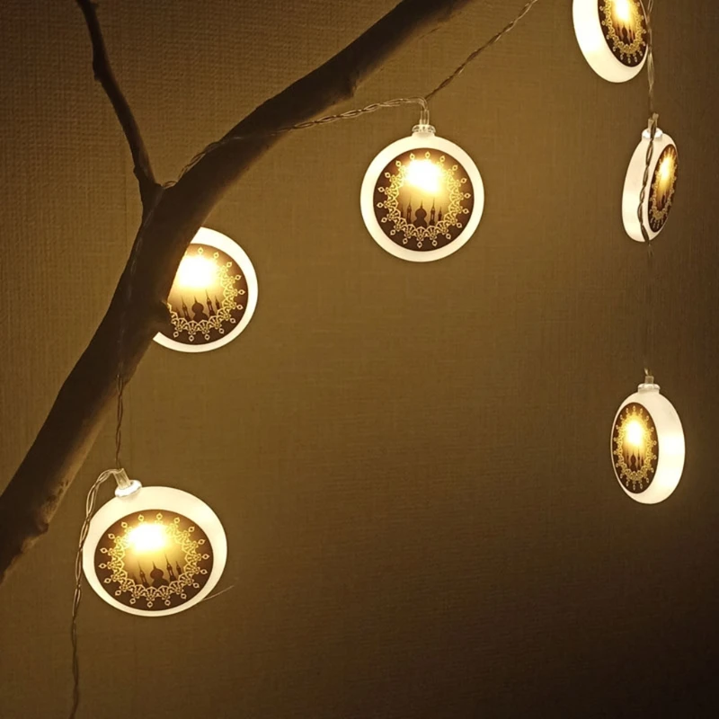 

1.5m 10 LED Eid Mubarak String Lights Castle Pattern Festival Lamp Ramadan Decor 69HF