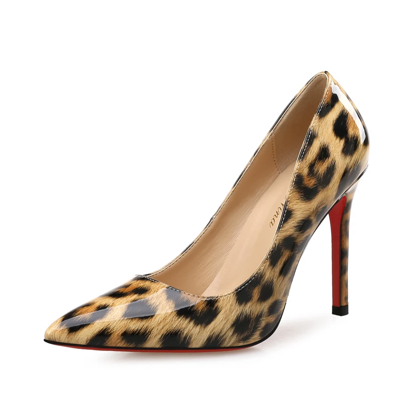 Модные женские туфли-лодочки Леопардовые туфли из искусственной кожи с острым