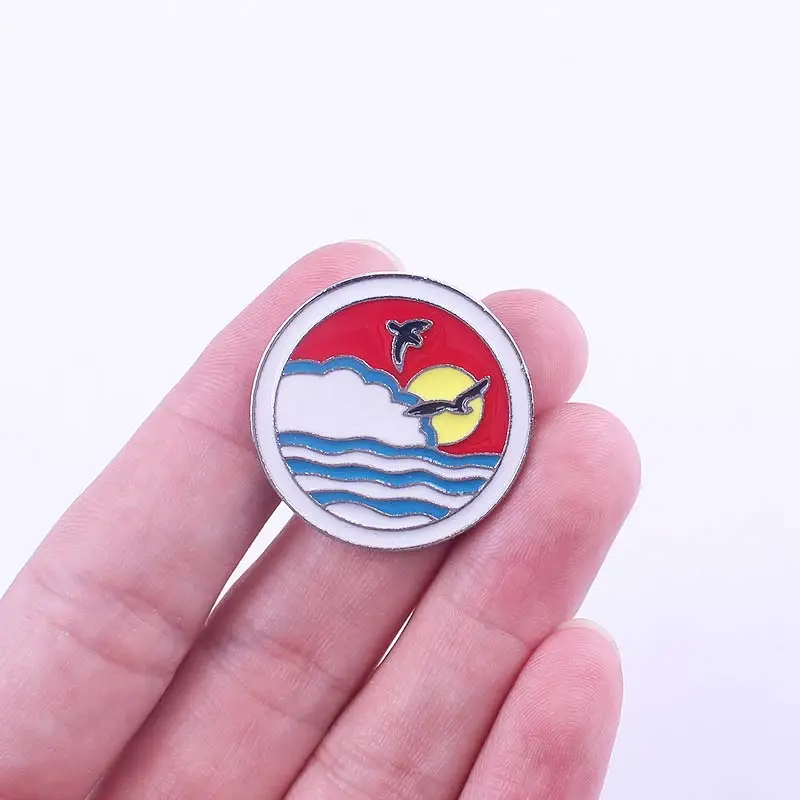 Значки волны океана на одежде отворот штырь джинсовые куртки броши Воротник