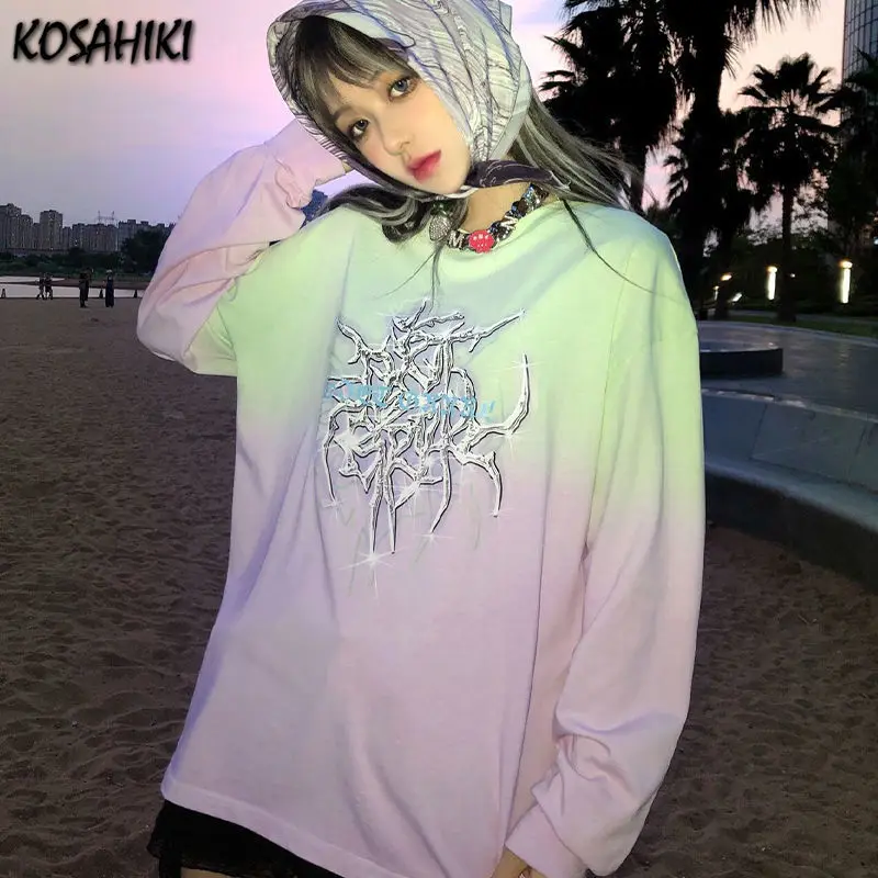 

Женские толстовки koshiki с принтом, женская осенняя одежда в Корейском стиле, толстовка большого размера с длинным рукавом в стиле Харадзюку ...