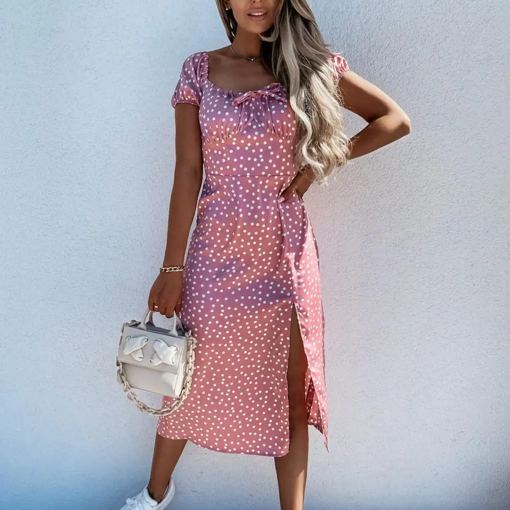 50% Hot Sales Ladies Split Dress Printing Elastic Neckline Sexy for Beach | Женская одежда