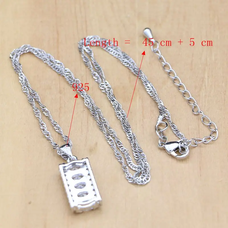 Наборы ювелирных изделий из натурального серебра 925 пробы с белым кристаллом