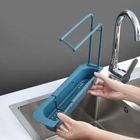 telescopic design sink shelf kitchen sinks organizer soap sponge towel holder sink drain rack storage basket kitchen accessories