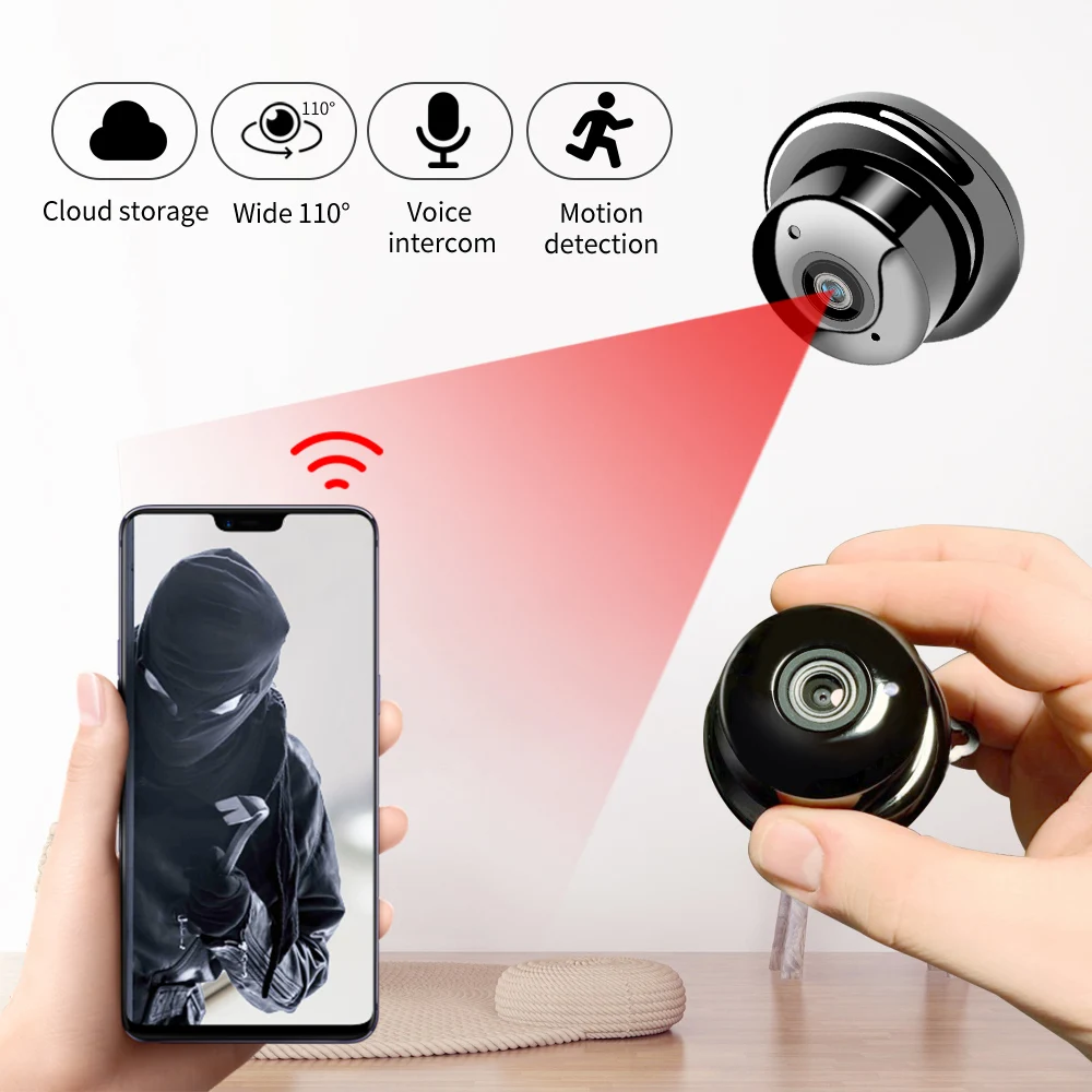 

SDETER 1080P Wireless Mini WiFi Camera Home Security Camera IP CCTV Surveillance IR Night Vision Motion Detect Baby Monitor P2P
