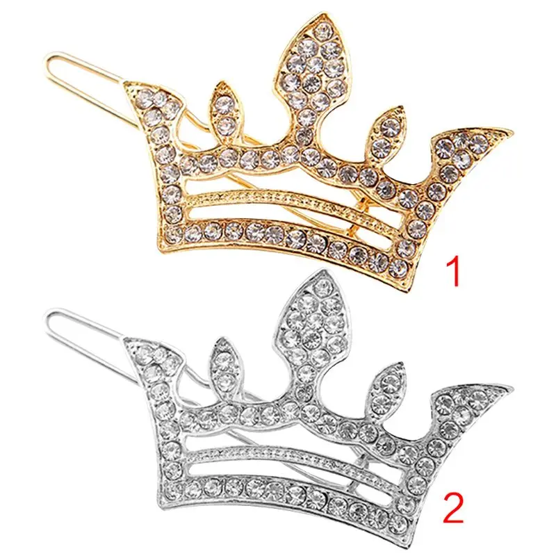 

Sweet Princess Geometric Side Bangs Mini Hair Clips Women Hollow Out Tiara Crown Hairpins Glitter Rhinestone Vintage Barrettes