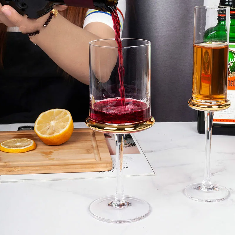 Элегантный стеклянный подсвечник с позолоченным хрустальным стеклом бокал для