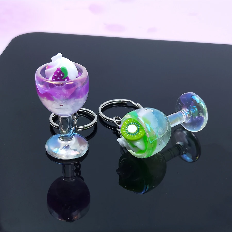 Акриловые милый брелок мороженое чай чайный сервиз для бутылок с подвеской сумки
