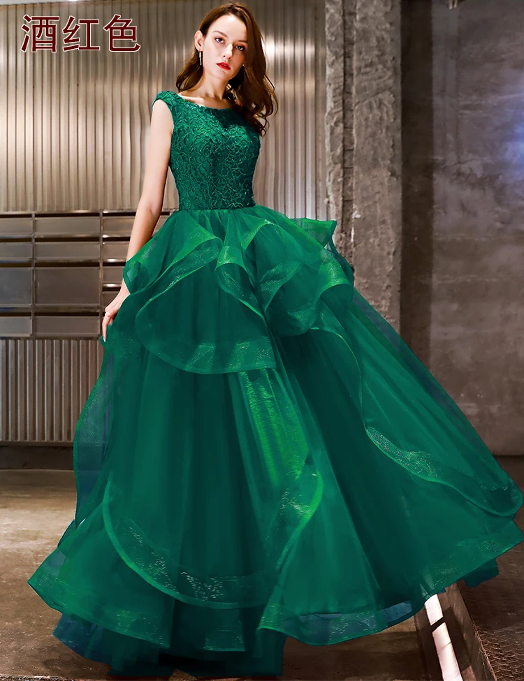 Зеленый Robe De Soiree Новое Элегантное серое кружевное платье для выпускного вечера сексуальное с открытой спиной без рукавов ТРАПЕЦИЕВИДНОЕ длинное вечернее платье для банкета - Цвет: Зеленый
