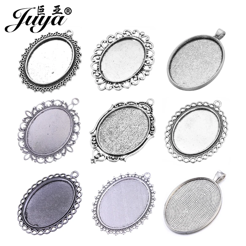 

5pcs/lot Oval Pendant Blank Settings Cabochons Bases Bezel Trays Fit 30x40mm Oval Glass Necklace DIY Jewelry Making Findings
