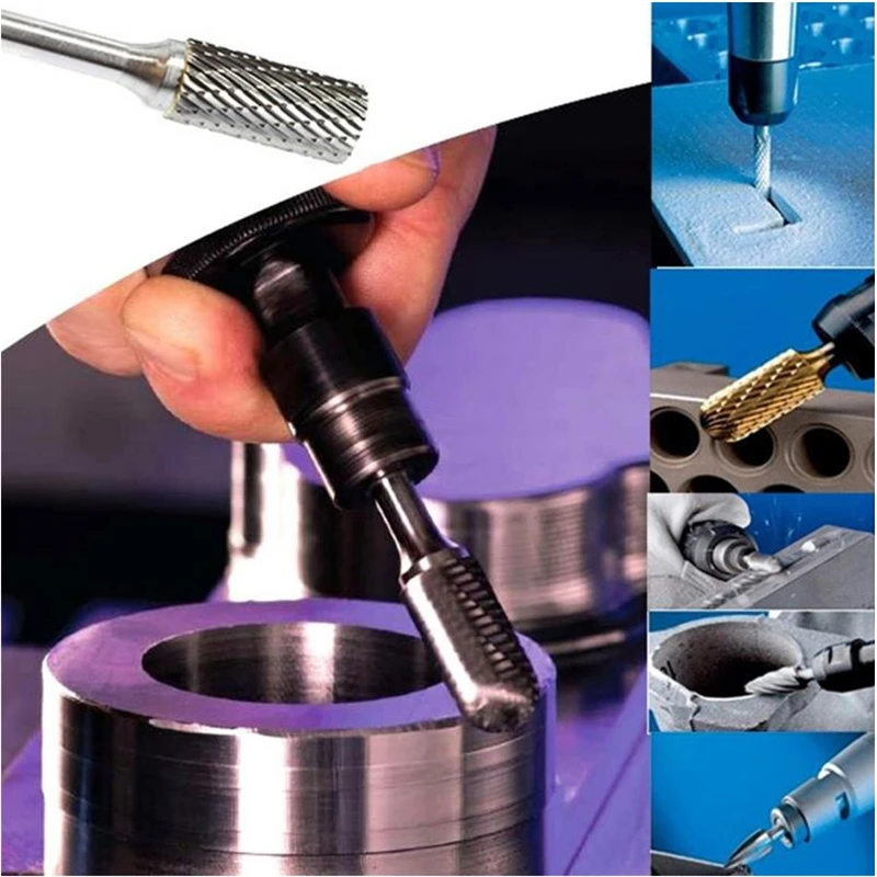 

New 6mm Shank Tungsten Carbide Rotary Point Burr Double Cut Solid Groove 8mm Diameter Grinder Grinding Head File Dremel Tool