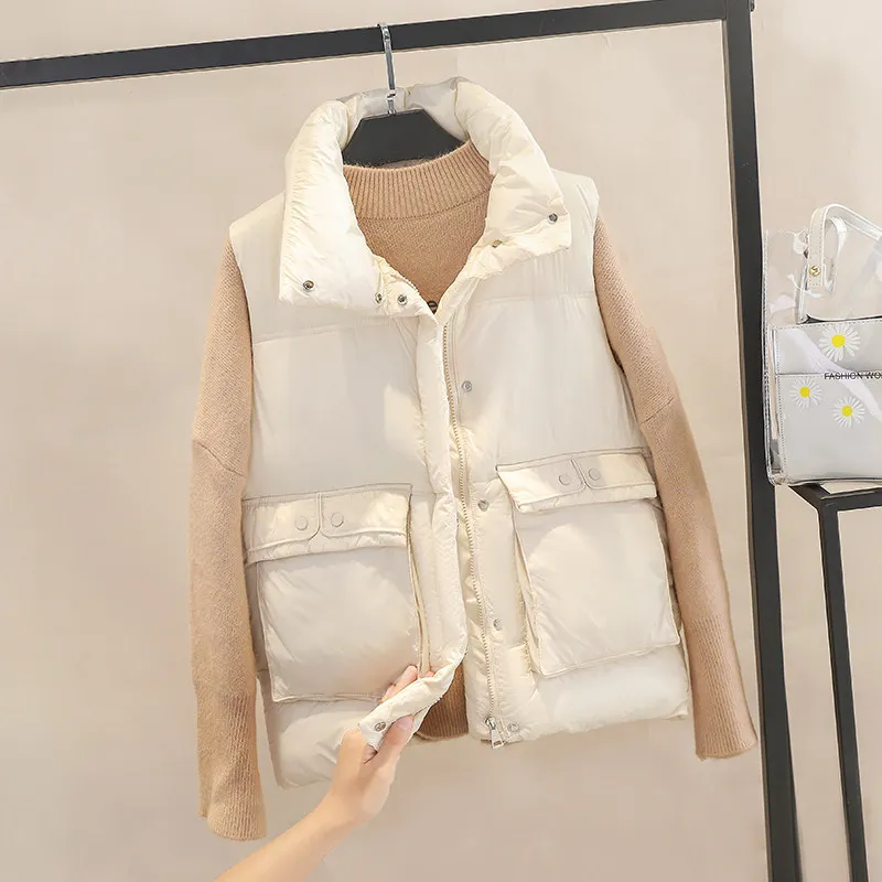 Женский Осенний жилет с воротником-стойкой теплый для женщин Chaleco Mujer Gilet Casaco Feminino