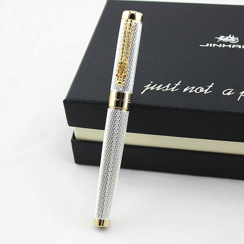 Jinhao1200 серебряные офисные принадлежности шариковая ручка зажим с драконом резные