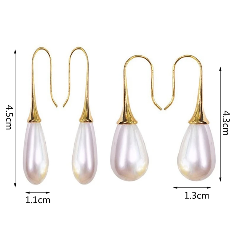 

White Teardrop Simulation Pearl Earrings For Women Baroque Palace Style Jewelry Long Temperament Hook Simple Earrings