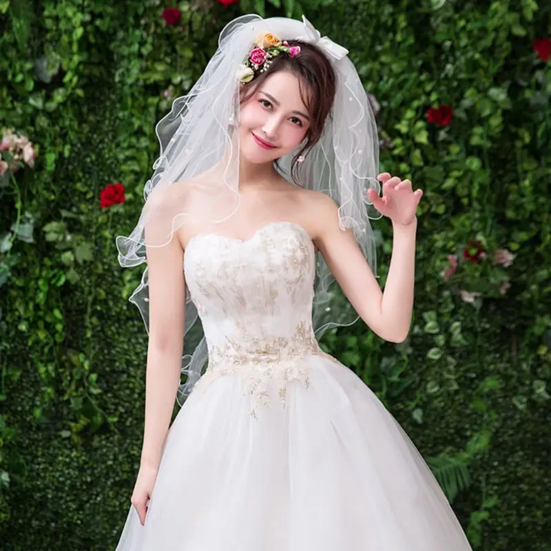 4-уровневая многослойная женская свадебная фата с искусственным жемчугом ручной