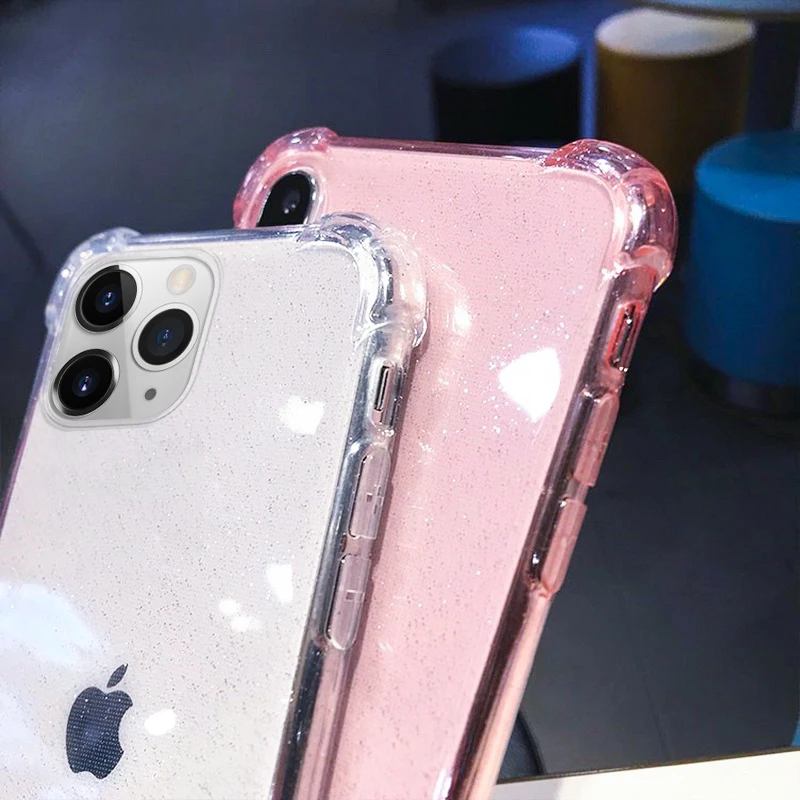 Блестящий порошок чехол для телефона iPhone 11 Pro X XR XS Max 8 7 Plus 6 6S прозрачный мягкий ТПУ