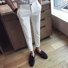 2021 летние мужские деловые Повседневные Брюки Корейская версия девять брюк модные мужские брюки мужские высококачественные облегающие Костюмные брюки