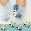 Детские носки для девочек и мальчиков, тонкие хлопковые носки с рисунком для малышей весенние нескользящие носки-тапочки для новорожденных - фото