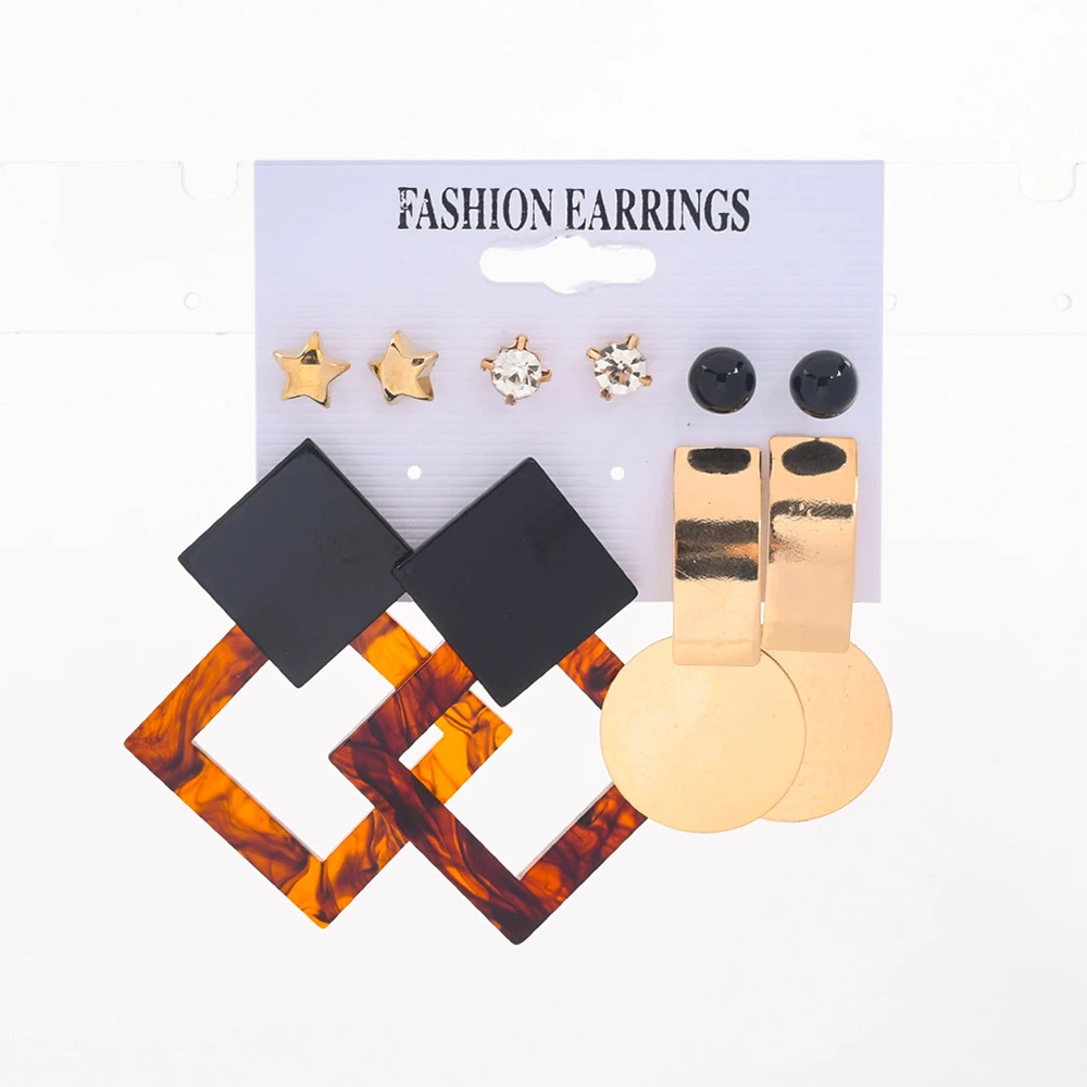 

Europe And America New Style Spiral Pearl Earring Simple Alloy Sheet Ear Ring Combination Set Hollow Pearl Tassel Earrings