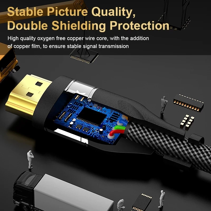 Высокоскоростной кабель HD 48 Гбит/с 8K @ 60 Гц 4K 120 HDMI-совместимый 2 1 с плетеным шнуром