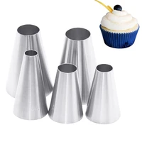 5pcsset round cake nozzles for cream decoration stainless steel pastry icing piping nozzle tips fondant biscuit baking tools