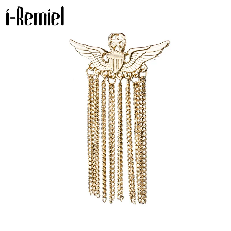 Корейский стиль Новинка сплав звезда крыло брошь кисточка цепь лацкан булавка