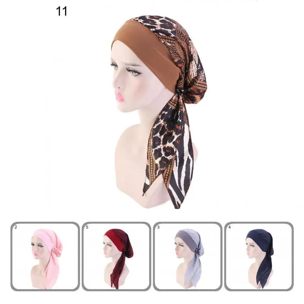 

Head Wrap Solid Color Lady Smooth Lacing Up Women Headscarf Cap Headscarf for Daily Wear