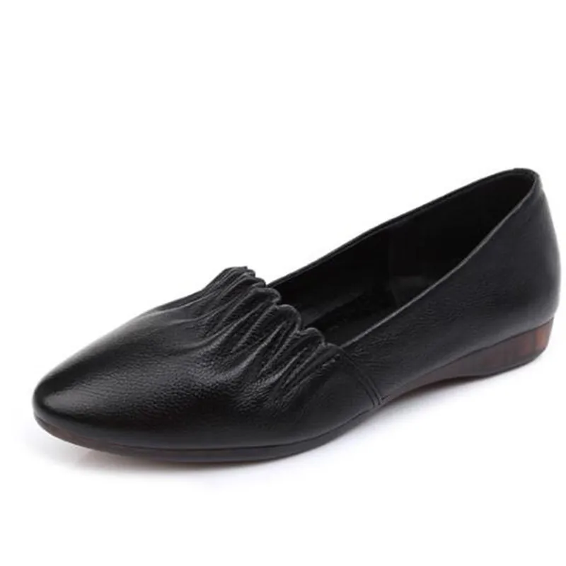 

2021 Newest Large Size Spring Shoes Flat Soft Comfortable Pregnant Women Shoes Fashion Casual Shoes Mother Genuine Leather Shoes