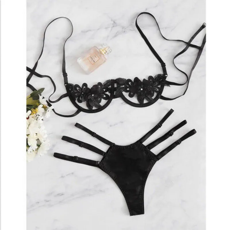 1 комплект нижнего белья женский кружевной бюстгальтер пуш ап с цветочным