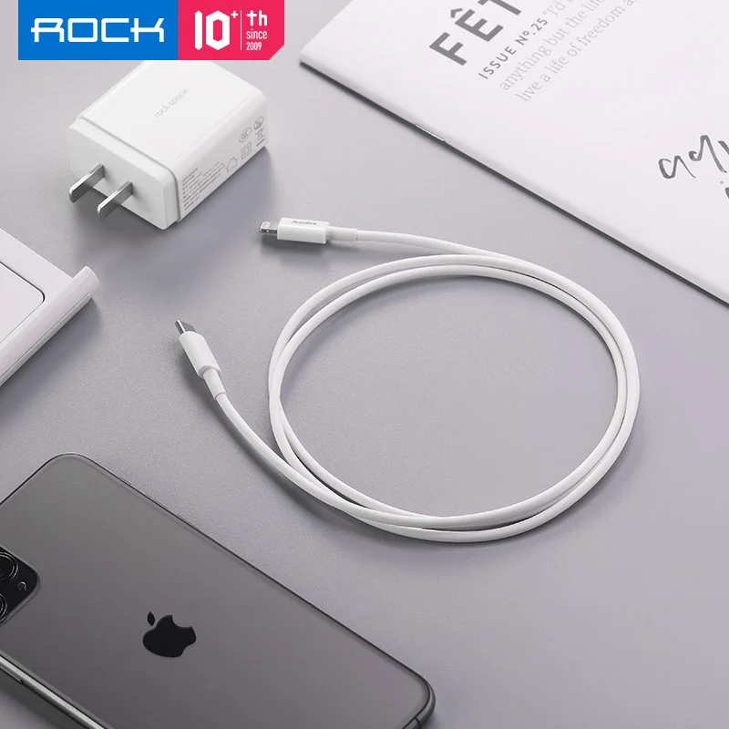 ROCK MFI USB-C-Lightning PD кабель для быстрой зарядки 18 Вт синхронизации типа C iPhone X Xs Max iPad