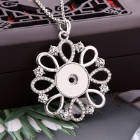 new snap button necklace jewelry flower crystal rhinestone snaps pendant necklace fit diy 20mm 18mm snap buttons jewelry
