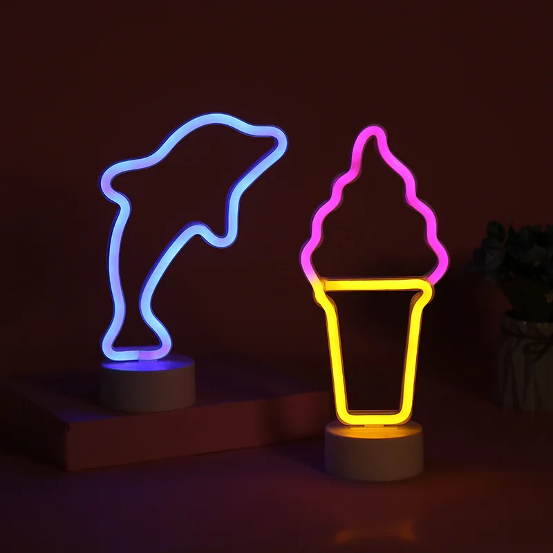 Светодиодный неоновый светильник в виде мороженого дельфина Ночной с