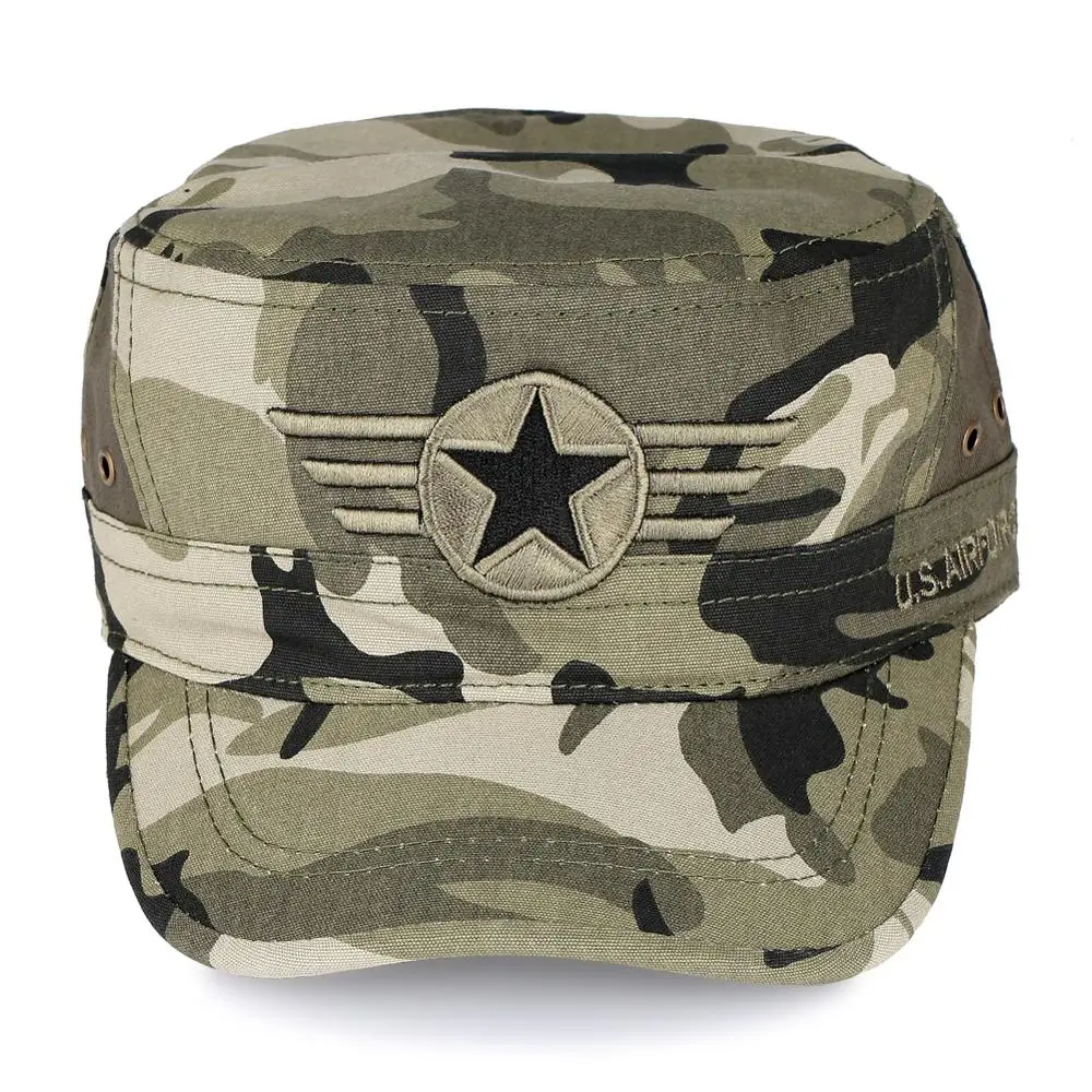 Кепка Kepi мужская с прямым верхом армейская шапка в стиле милитари изогнутый