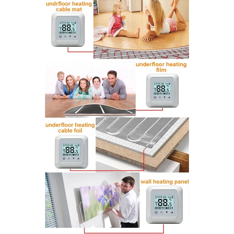 Hy518 Lcd Press Sn Hvac Tools Certificated Smart Programmable Electric Floor Water Heater Radiator Room Thermostat | Обустройство