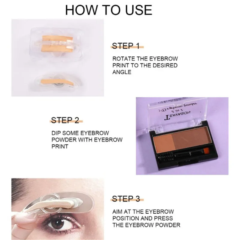 Набор штампов для бровей 2 цвета макияж пудра с кистью профессиональный штамп
