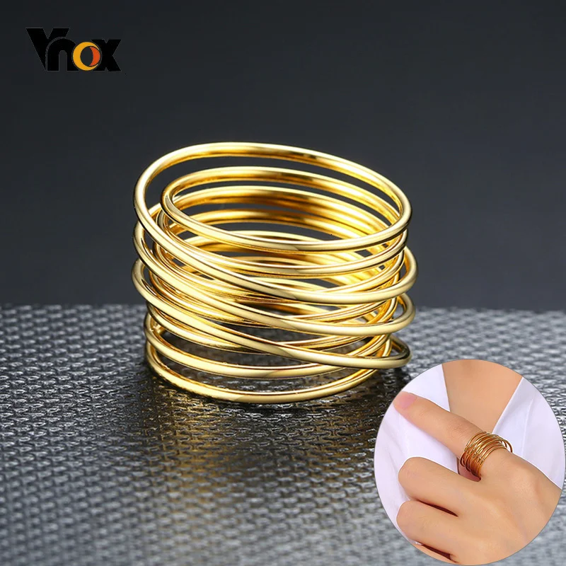 

Vnox Chic Women Chevron Ring Gold Tone Stainless Steel Line Ring Candid Female Lady Finger Accessory Elegant Party Jewelry