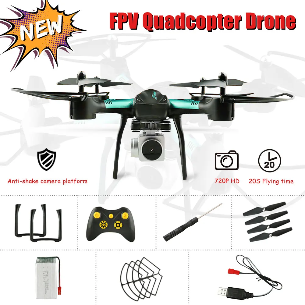 Дрон на радиоуправлении FPV с 4-канальной камерой 720P HD Wi-Fi 360 ° | Электроника