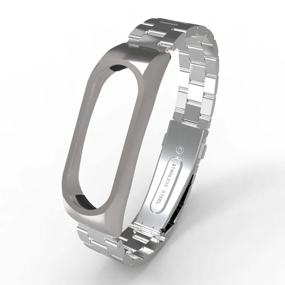 Безвинтовой mi band 2 умный Браслет для Xiao mi band 2 ремешок на запястье ремень из нержавеющей стали черный серебристый золотой
