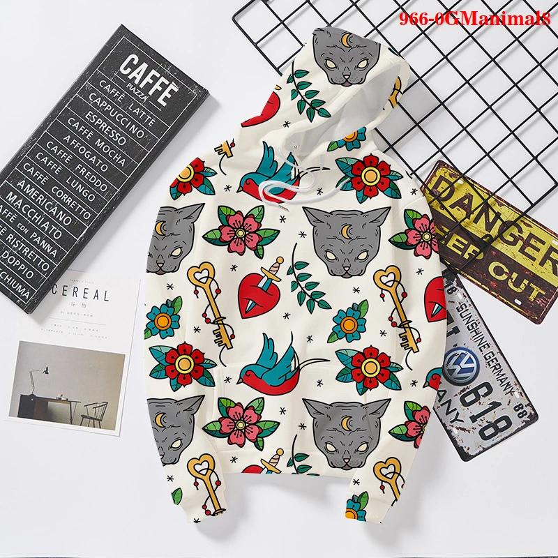 

2021 New Hoodies Kawaii Animal 3D Hoodie Streetwear Sweatshirt Autumn Winter Clothes Women Oversized Harajuku Hoodie Goth Tops