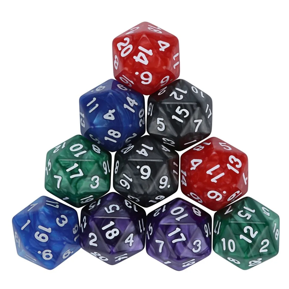 10Pcs 20 face scorpion pearl pattern happy game dice set dnd polyhedron poly dice D20 acrylic entertainment party dice d20 30A20