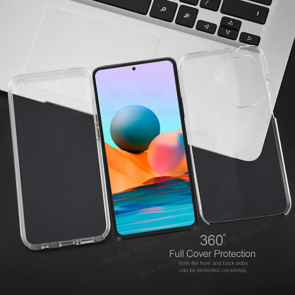 Двойной чехол на весь корпус 360 ° для xiaomi redmi note10 pro max прозрачный мягкий