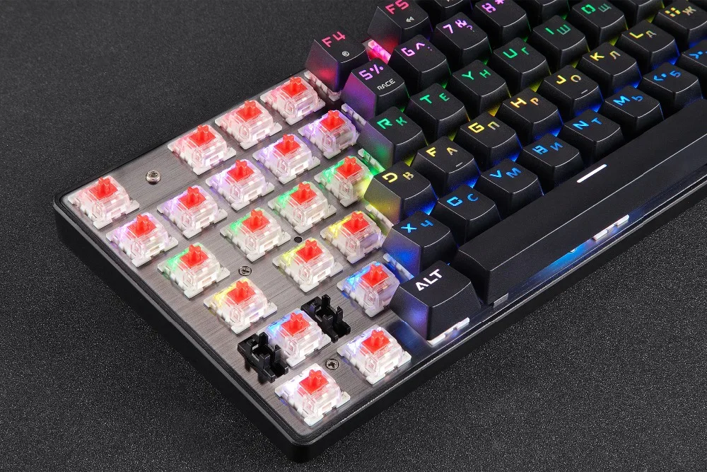 Motospeed CK104 игровая механическая клавиатура Русский Английский красный переключатель синие металлические Проводные светодиодный фоновая подсветка RGB Anti-Ghosting для геймера