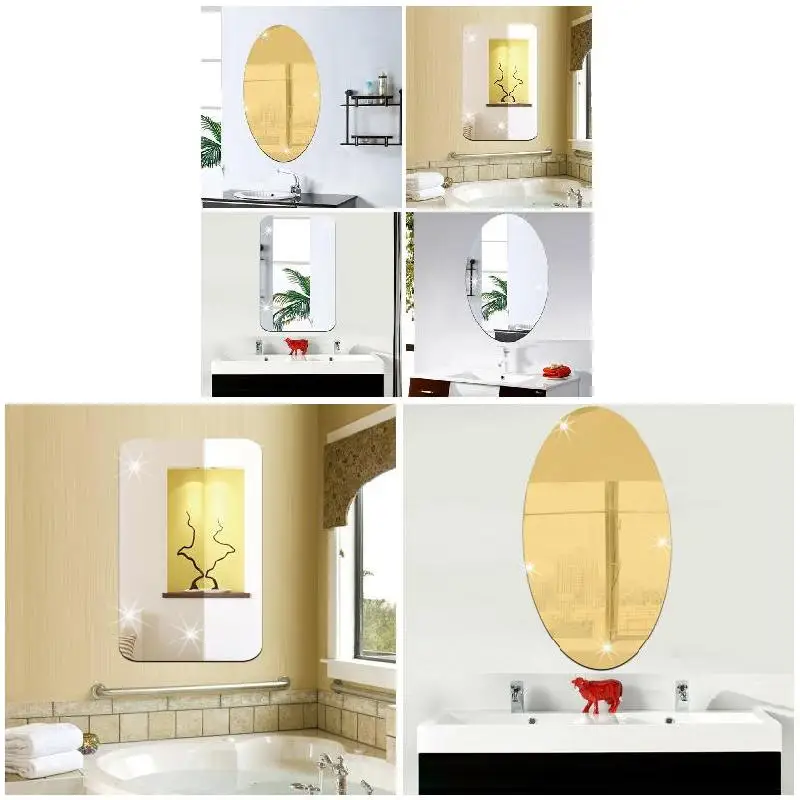 Настенная 3D наклейка с зеркальным эффектом съемный прямоугольный Овальный фон