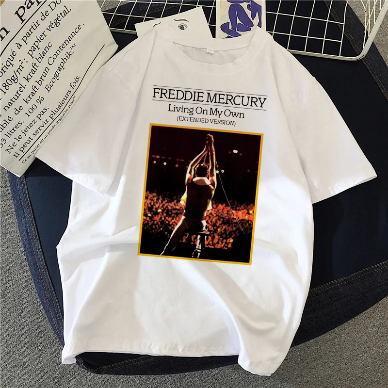 

2021 New Camiseta Mujer Queen Band Printing Harajuku Kawaii Streetwear T shirt Womens Basic Casual Tshirts Tops