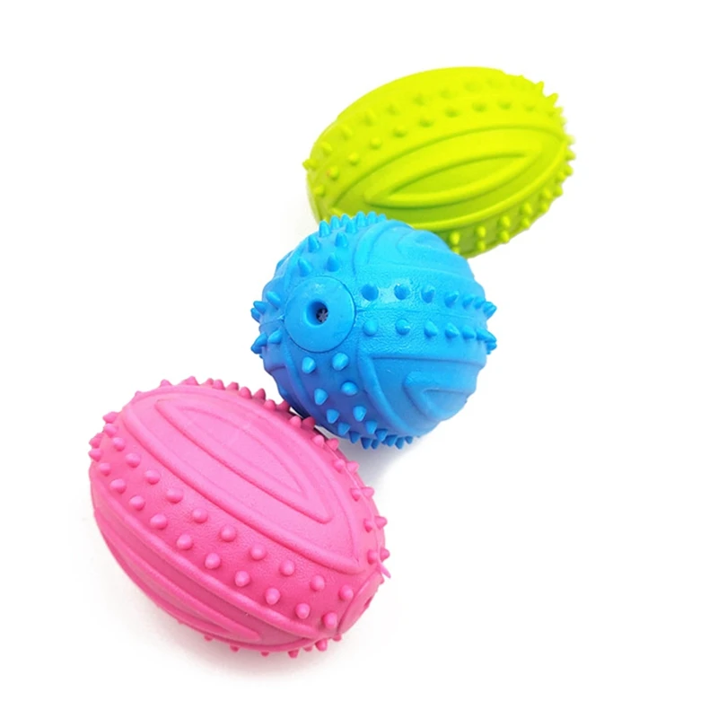 Training Rubber Rugby Puppy Chew Toys Dog Supplies Wholesale For Pet Cat Squeak Ball | Дом и сад
