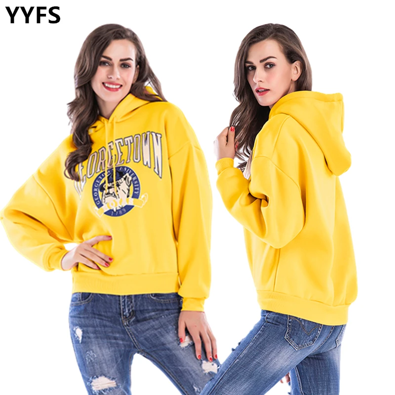 

hoodie letter printing casual hooded women's autumn and winter clothing plus velvet loose