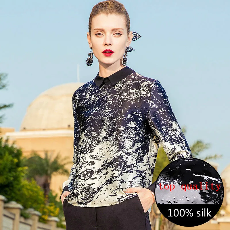 Женская рубашка 100% блузка из натурального чистого шелка женская одежда 2020