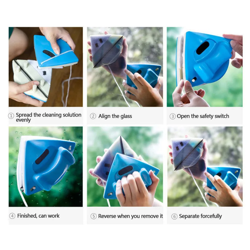 Бытовая двухсторонняя Магнитная щетка 15-24 мм для протирания стекла мытья окон