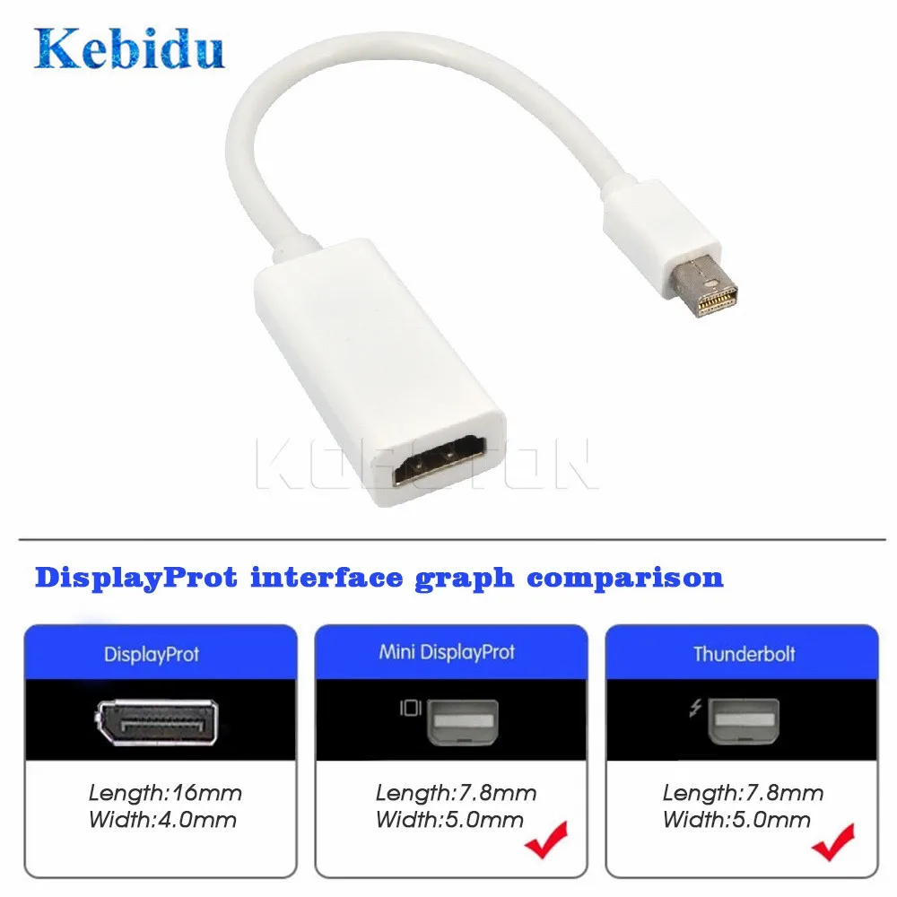 Kebidu Новый мини дисплей Thunderbolt порт DP папа мама адаптер конвертер кабель для Mac Macbook