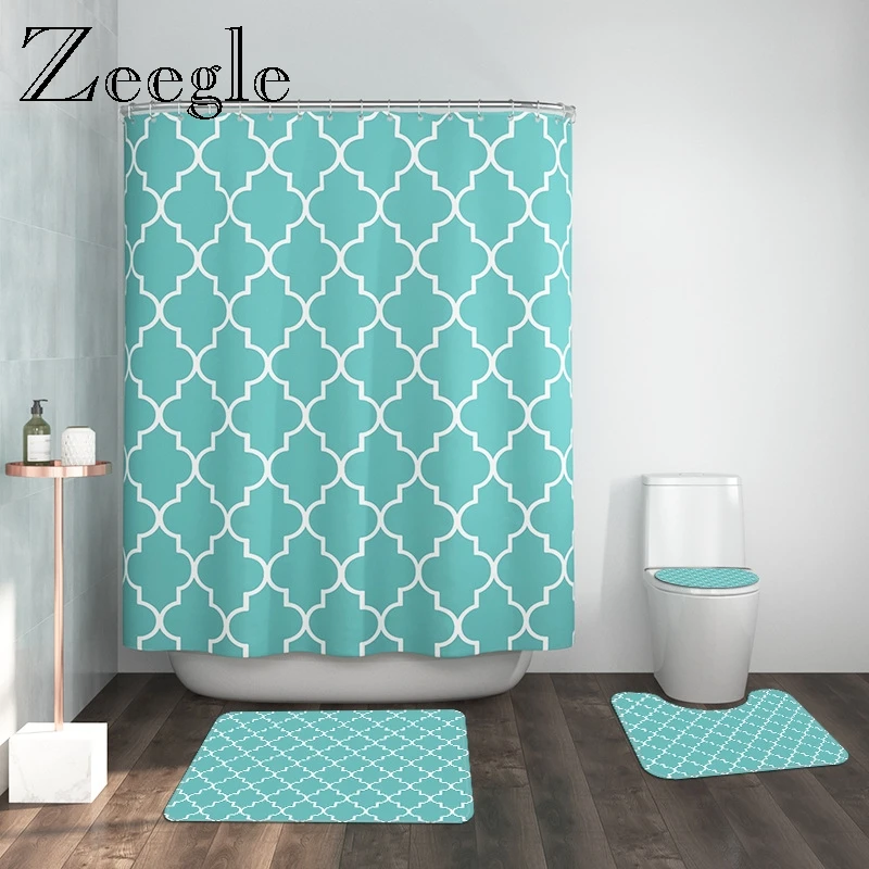 simple style lantern pattern bath mat waterproof shower curtain set non slip toilet carpet shower mat bathroom set free global shipping